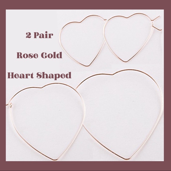 2 Sets Rose Gold Pierced Heart Earrings NWT Gift - Picture 2 of 4